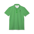 Green Geometric Polo Shirt — All-Over Print Casual Golf Polo